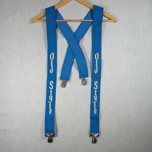 Vtg Old Style Beer Blue Suspenders Promo Barware Retro Costume 70s 80s 90s Ski